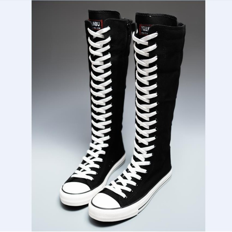 Knee High Boots Women - Zapatos de Lona de Caña Alta
