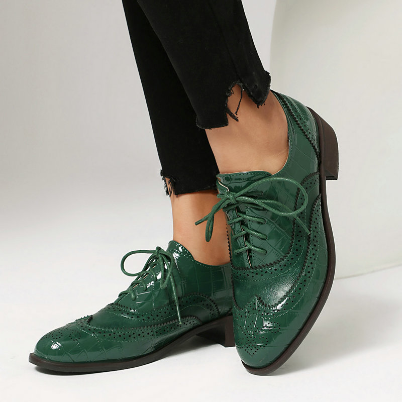 Oxford Lace Up Women - Zapatos Oxford Brogue con Estampado de