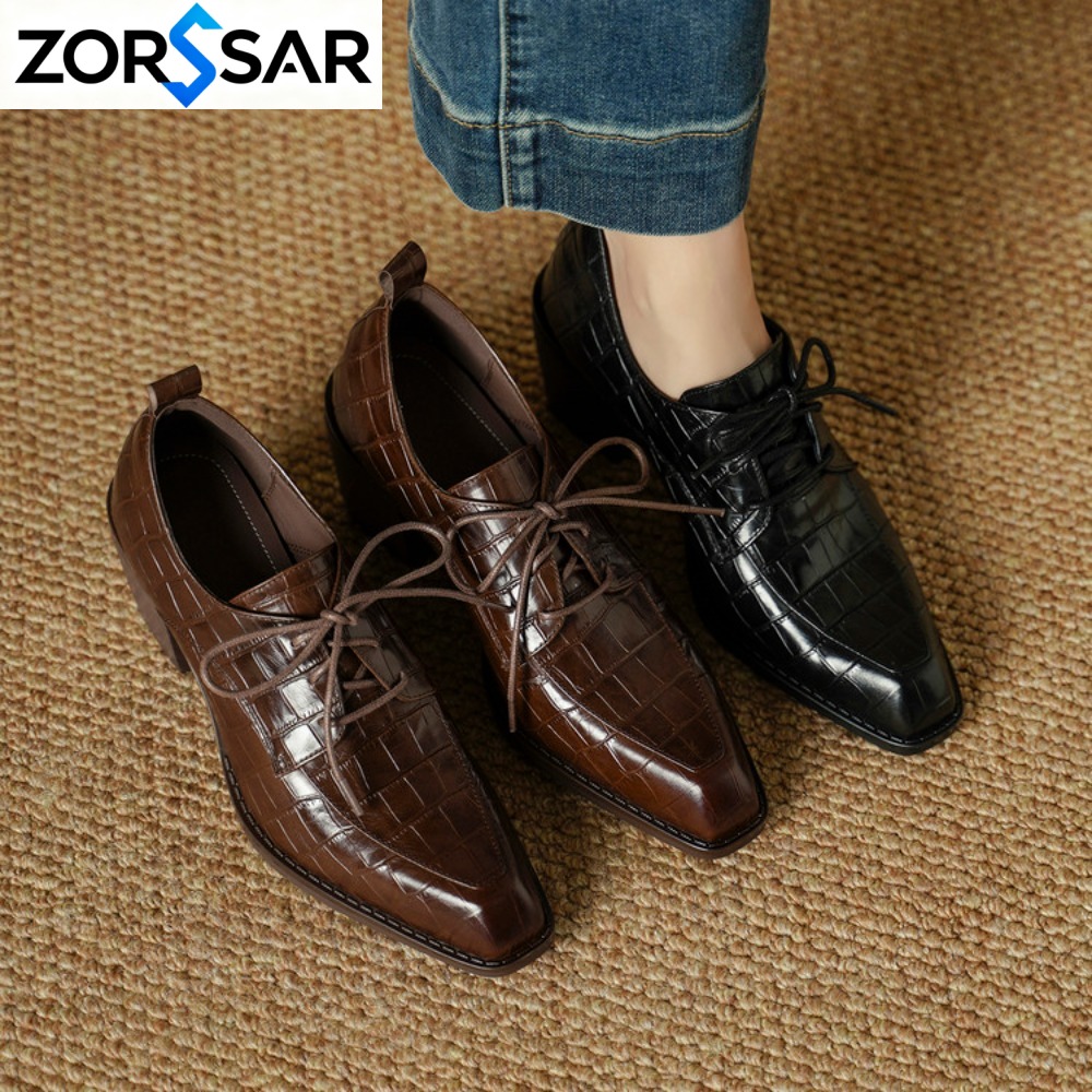 Oxford Lace Up Women - Zapatos de Mujer de Cuero Genuino,