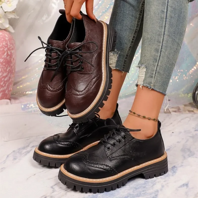 Oxford Lace Up Women - Zapatos Oxford clásicos con plataforma para