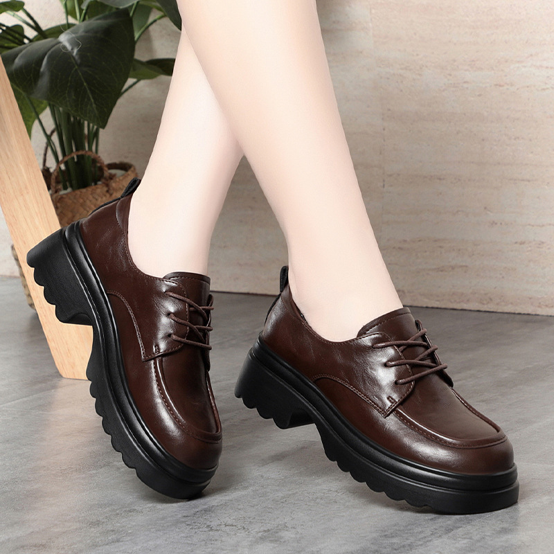 Oxford Lace Up Women - Zapatos Oxford de cuero suave con