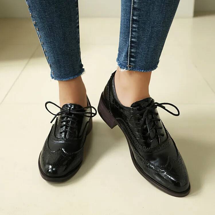 Zapatos de tacón bajo con cord - Oxford Lace Up Women reseña y precio