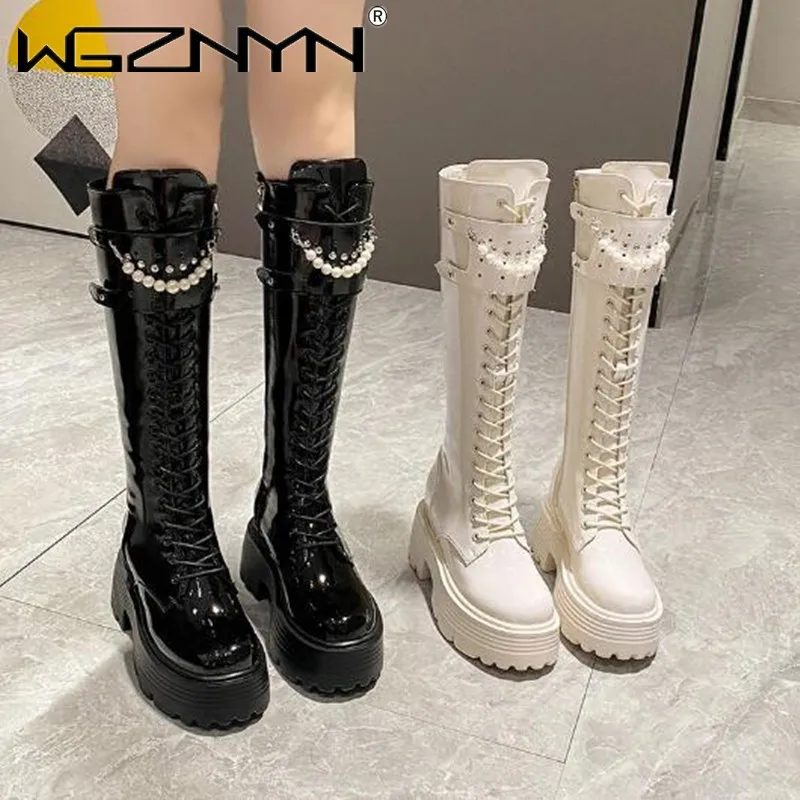 Botas cálidas de felpa de cuer - Knee High Boots Women reseña y precio