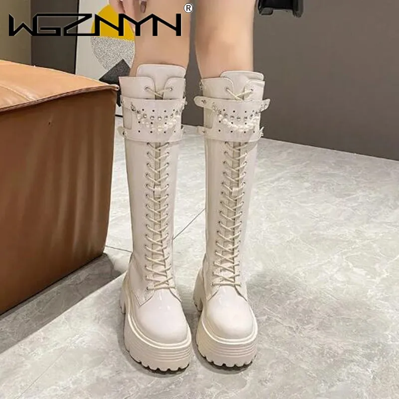 Botas cálidas de felpa de cuer - Knee High Boots Women reseña y precio
