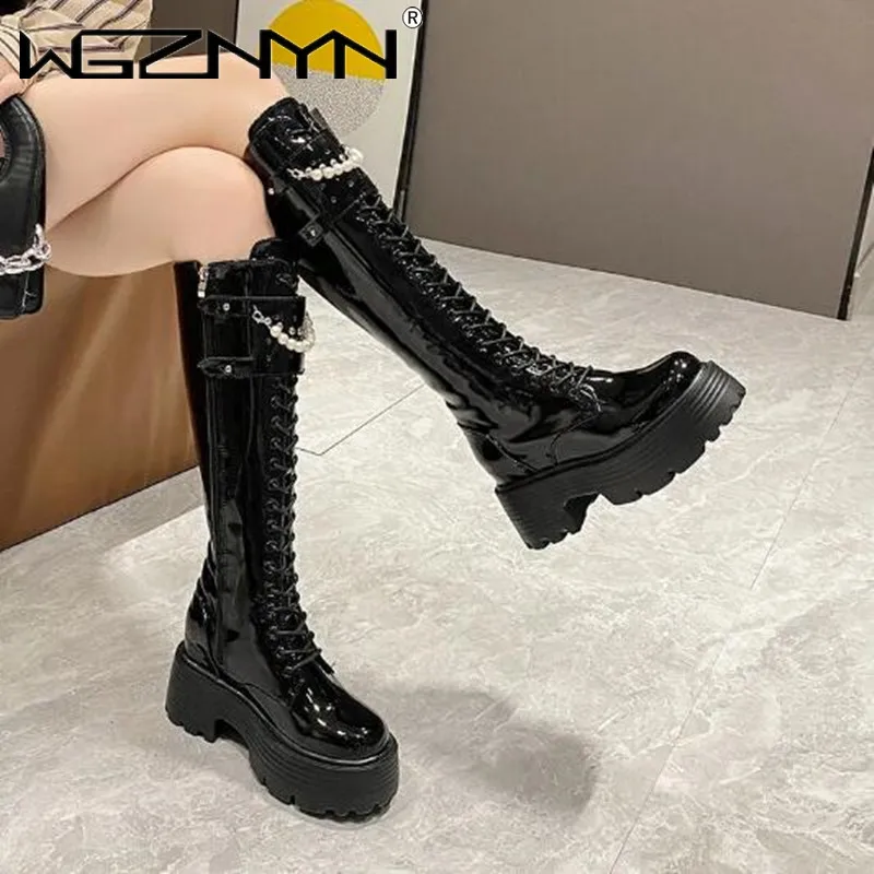 Botas cálidas de felpa de cuer - Knee High Boots Women reseña y precio