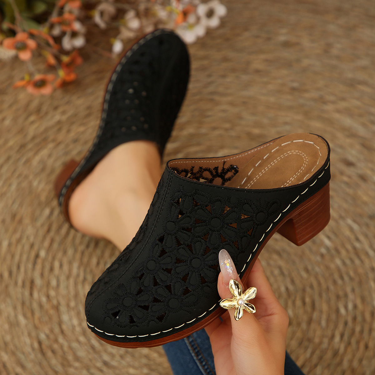 Mules de mujer con recortes fl - Women'S Shoes Clogs reseña y precio