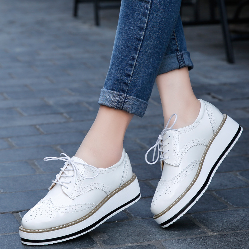 Mocasines de cuero con tacón g - Oxford Lace Up Women reseña y precio