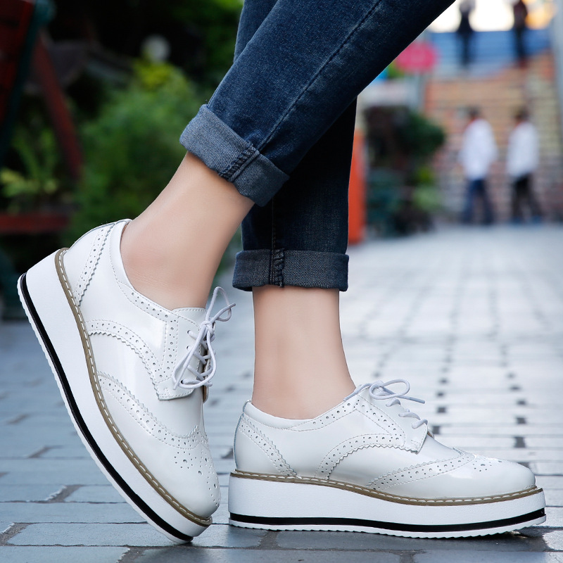 Mocasines de cuero con tacón g - Oxford Lace Up Women reseña y precio